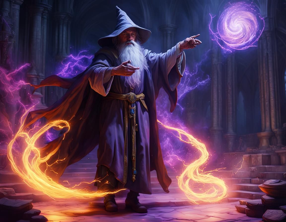 Wizard casting a Spell - AI Generated Artwork - NightCafe Creator