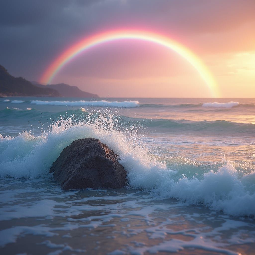 Golden Hour Coastal Oasis in Vibrant Colors