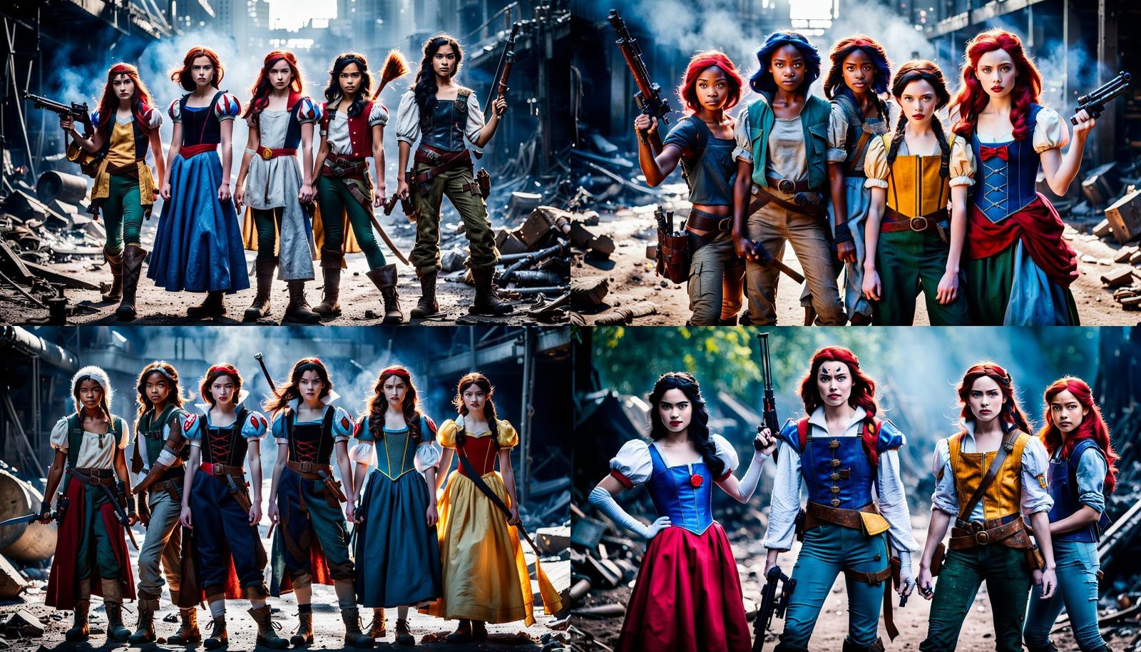 Post Apocalyptic Disney Princesses, Snow White, Belle, Ariel...