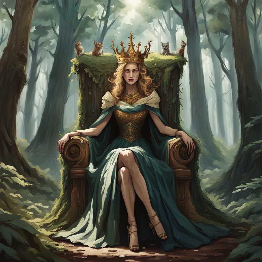 Queen of the Earth sitting on her throne in the middle of the forest ...