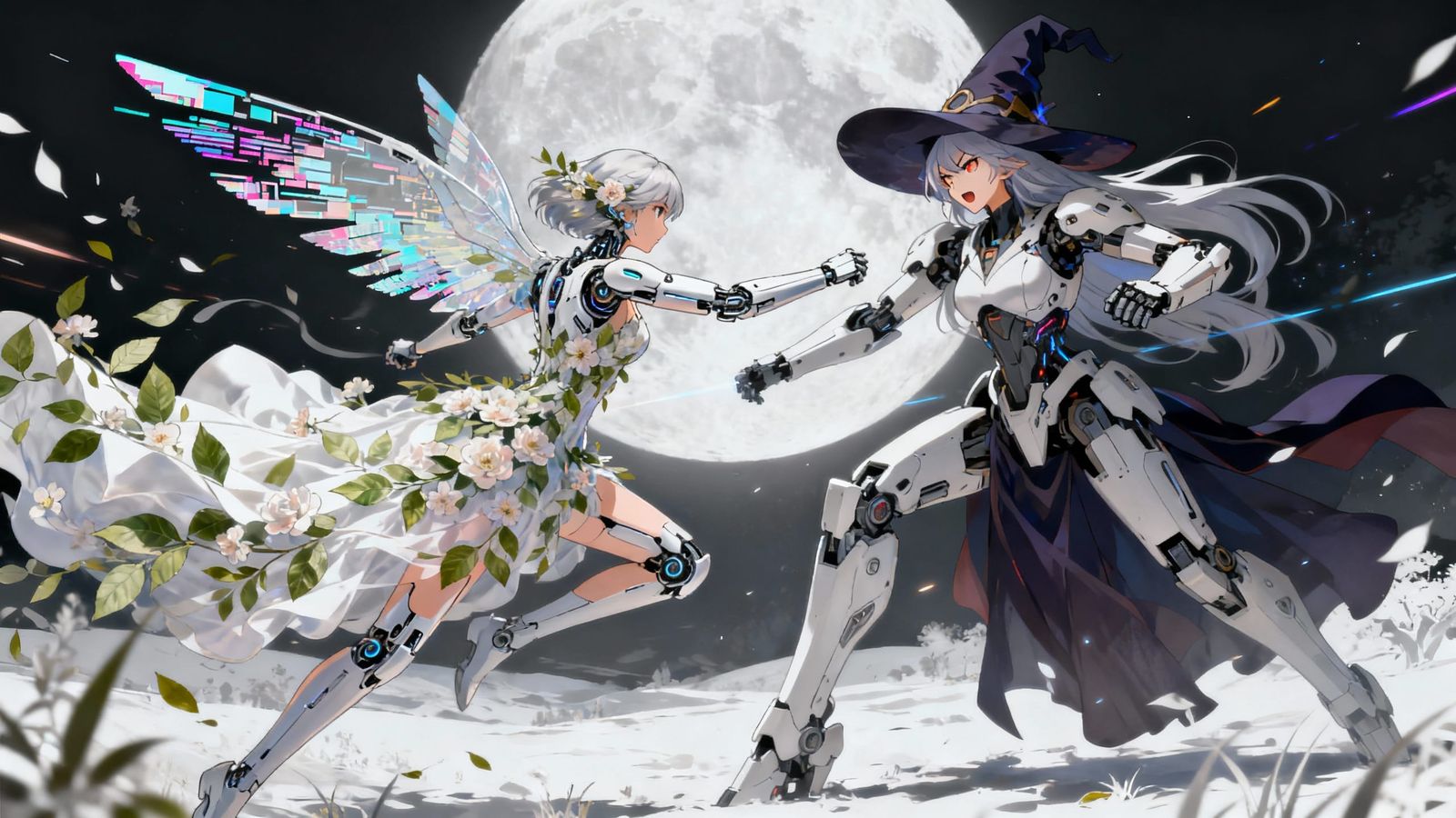 Moon Angel and Mecha Witch Glitched in Fight for the Moon🌕  by @Lina Poe