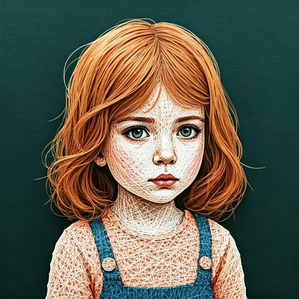 Portrait en ficelle d'une jeune fille