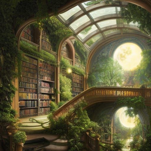 Greenhouse library - AI Generated Artwork - NightCafe Creator