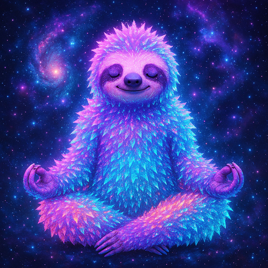 Sloth meditating in space