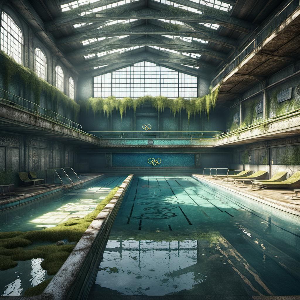 Abandoned Olympic swimming pool  by @pinkmachismo21