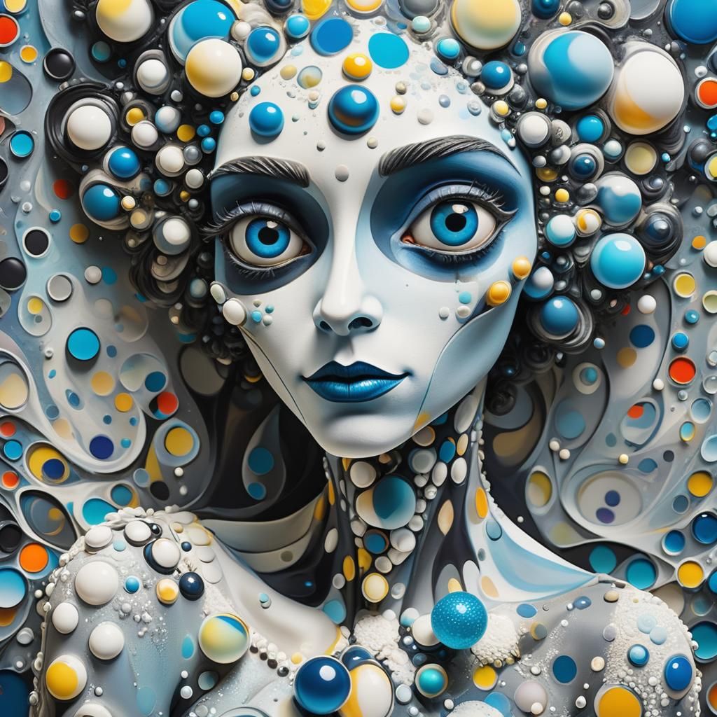 Abstract Soap Bubble Harlequin in Cubist Style