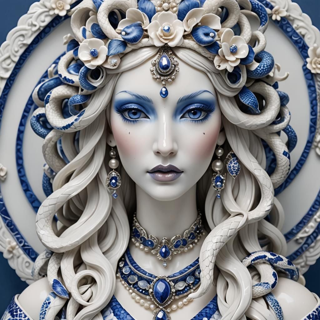 Snake Goddess Porcelain Figurine #4