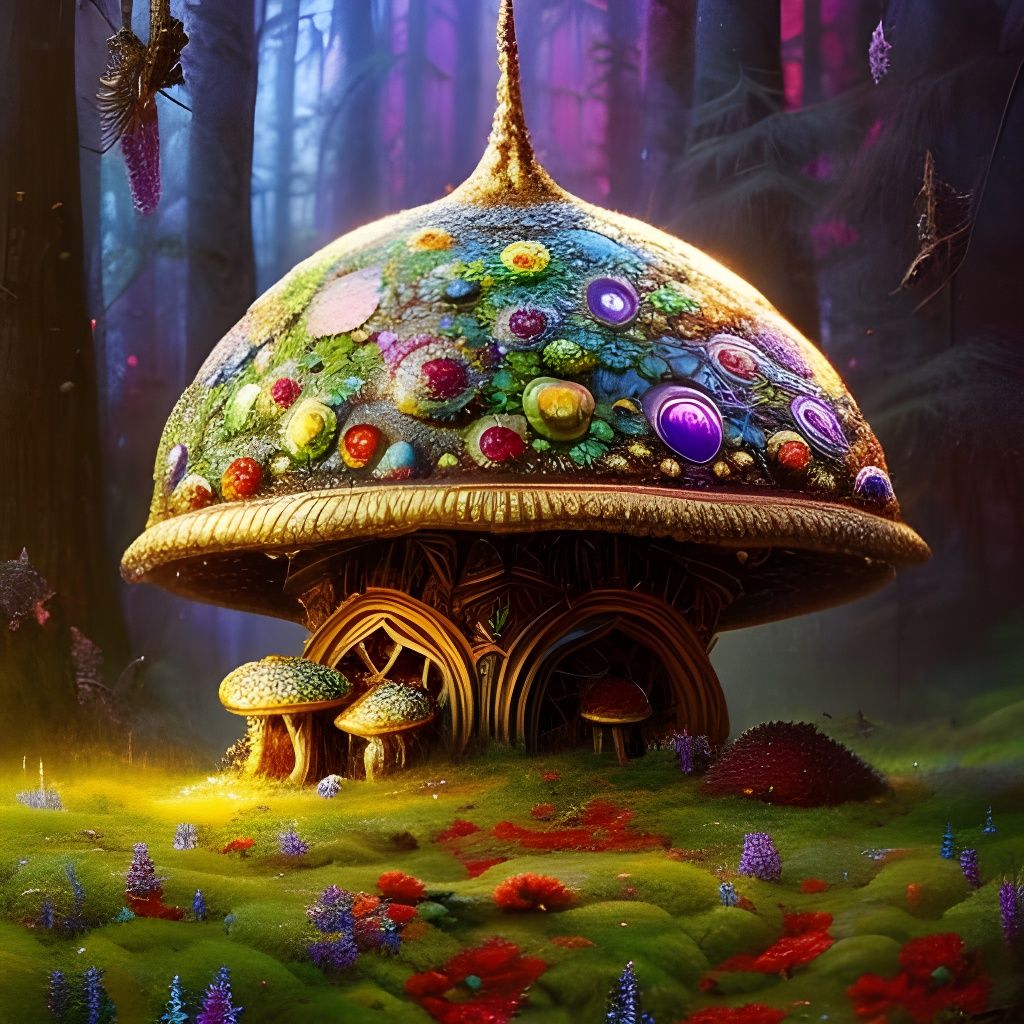 mushroom house - AI Generated Artwork - NightCafe Creator