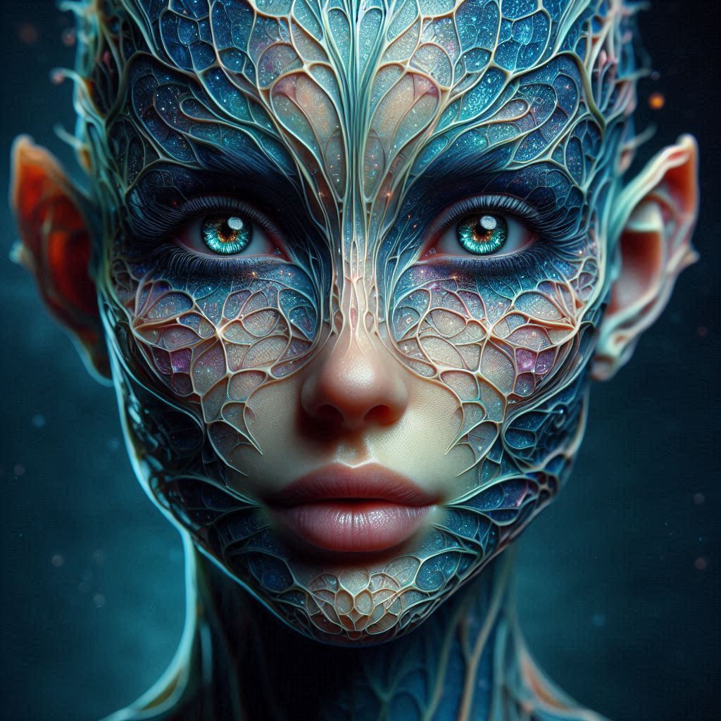 Ligamorphous Alien Net-Face Goddess....