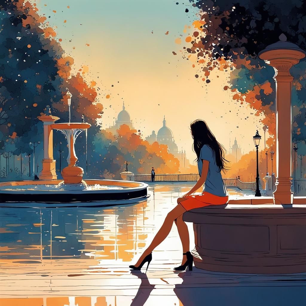 Beautiful Girl at Water Fountain. #2 - AI Generated Artwork - NightCafe ...