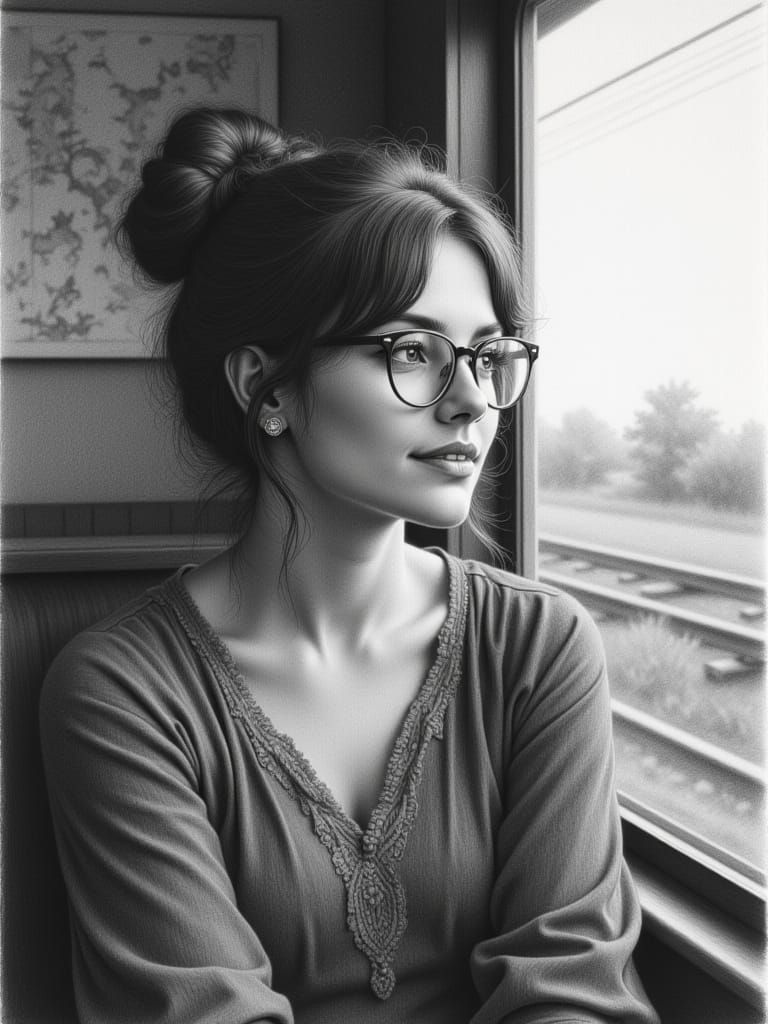 Graphite and charcoal pencil in the style of Käthe Kollwitz <lora:Charcoal and pencil:1.0> Subject is a young American woman with warm eyes,...