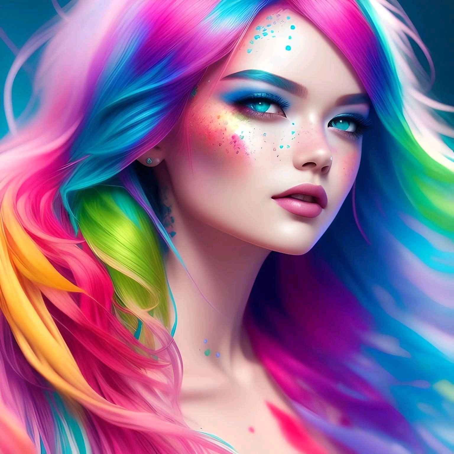 Beautiful colored hair girl