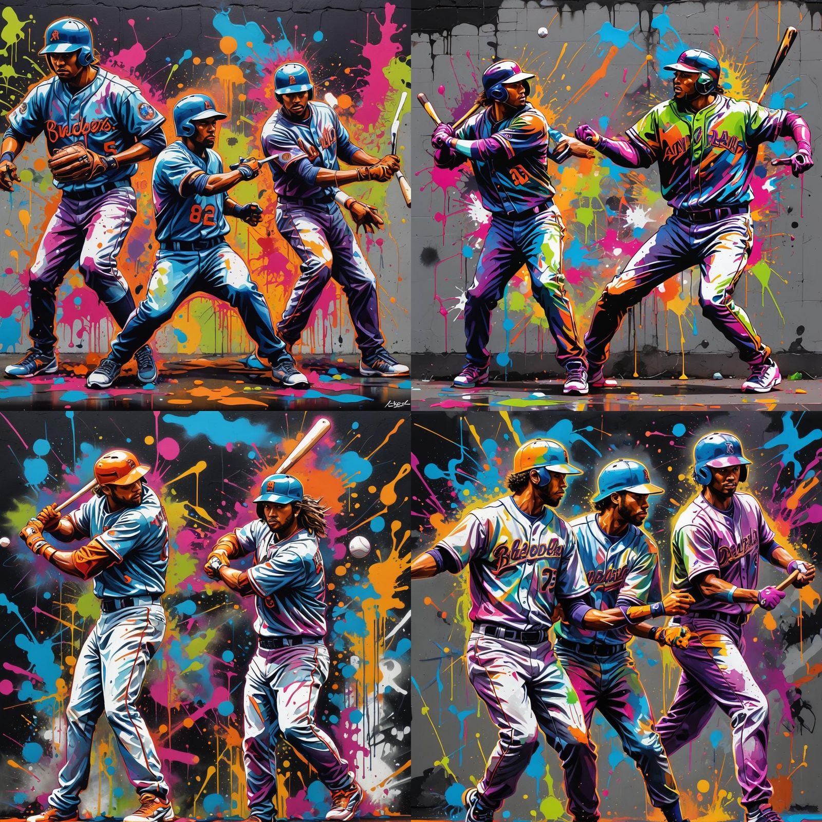 Neon BaseBall players