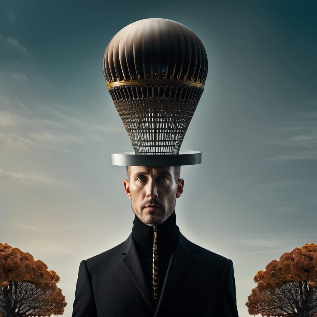 Very tall man with hollow head photography. Surrealism, but ...