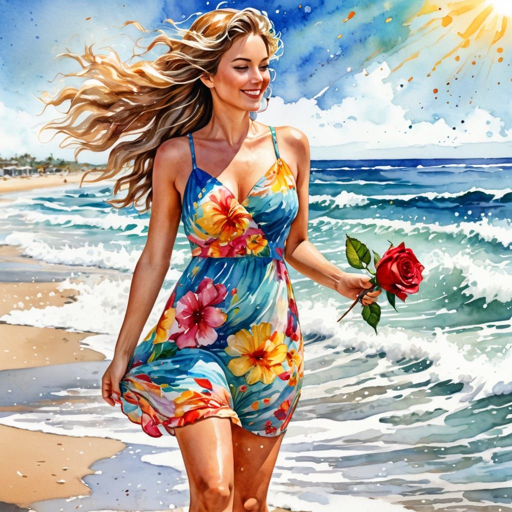 walking along the beach