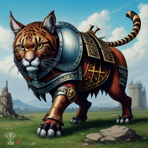 puma using medieval armor (animal)