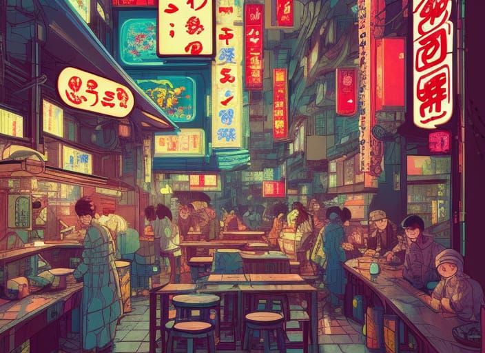 Japanese Ramen Shops - AI Generated Artwork - NightCafe Creator