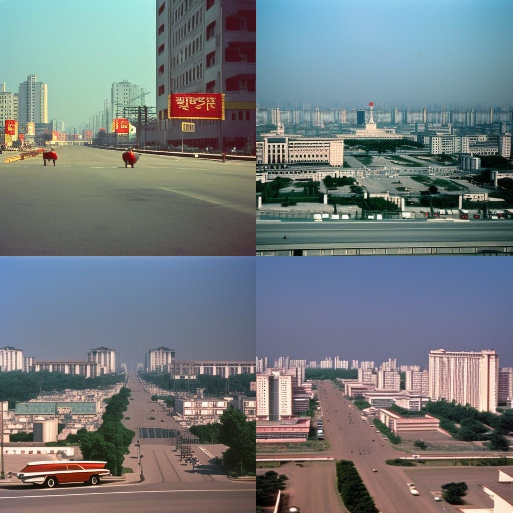 Color photo of Pyongyang during the August coup in the 1960s AI