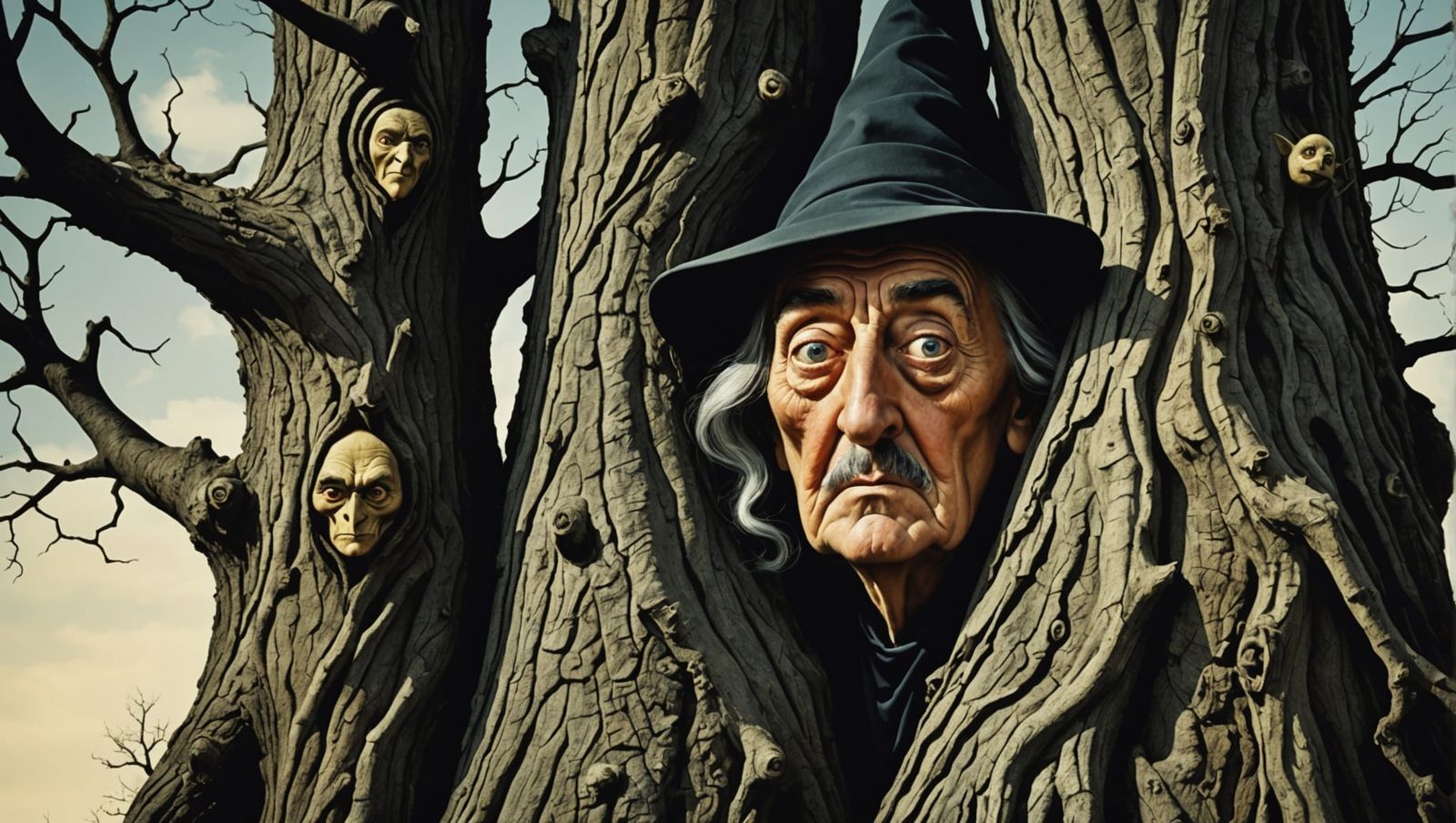 Grumpy Witch Peeking: Morbid Surrealism