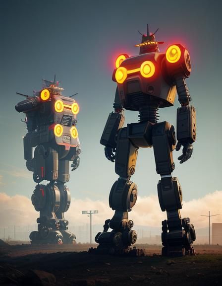 Colossal Robots Broken Forgotten Nameless Grinning Mascots w...