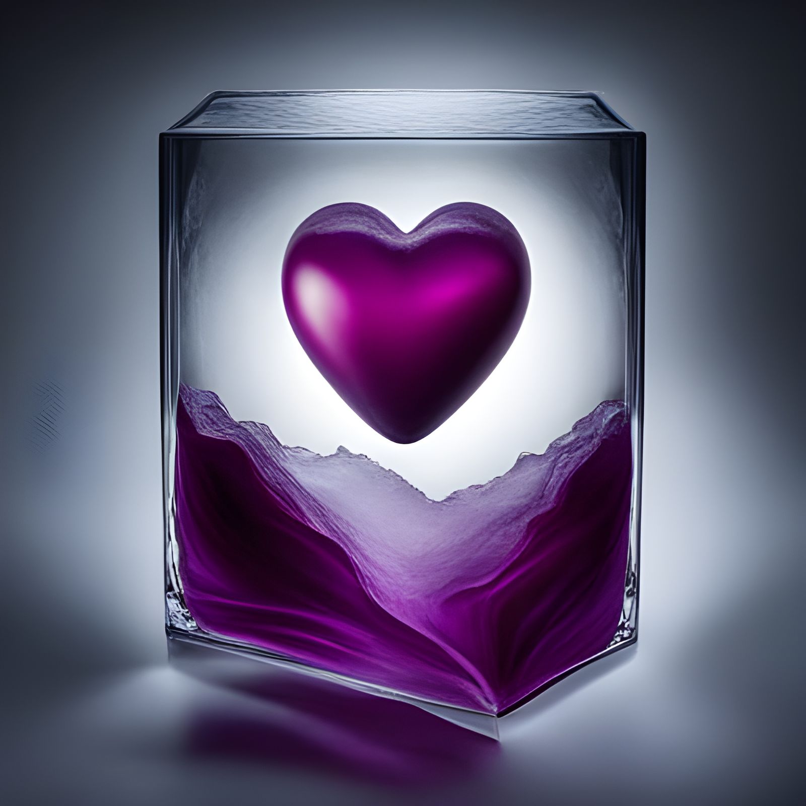 Purple heart, shock waves, encapsulated in a cube of ice  by @fiddler