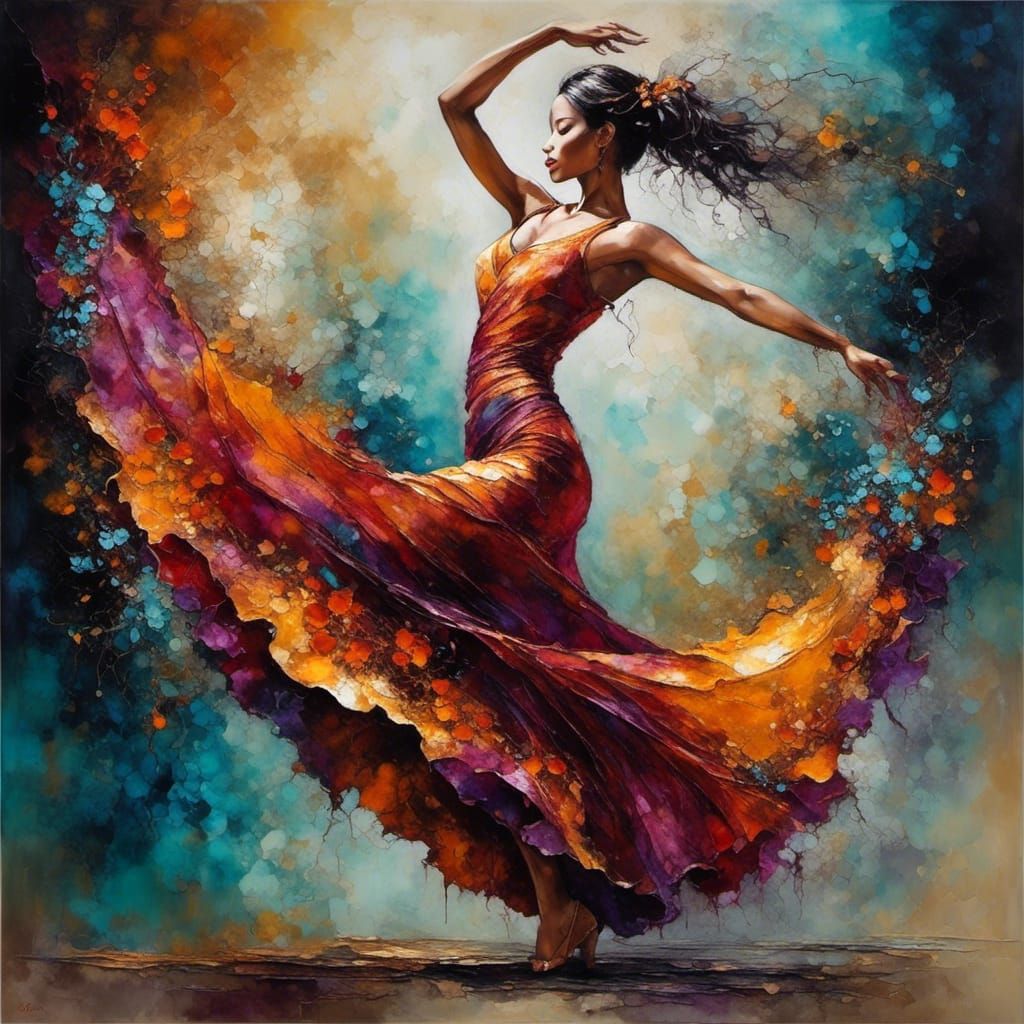 <lora:Inkwell:1.0> Beautiful Dancer, oil painting