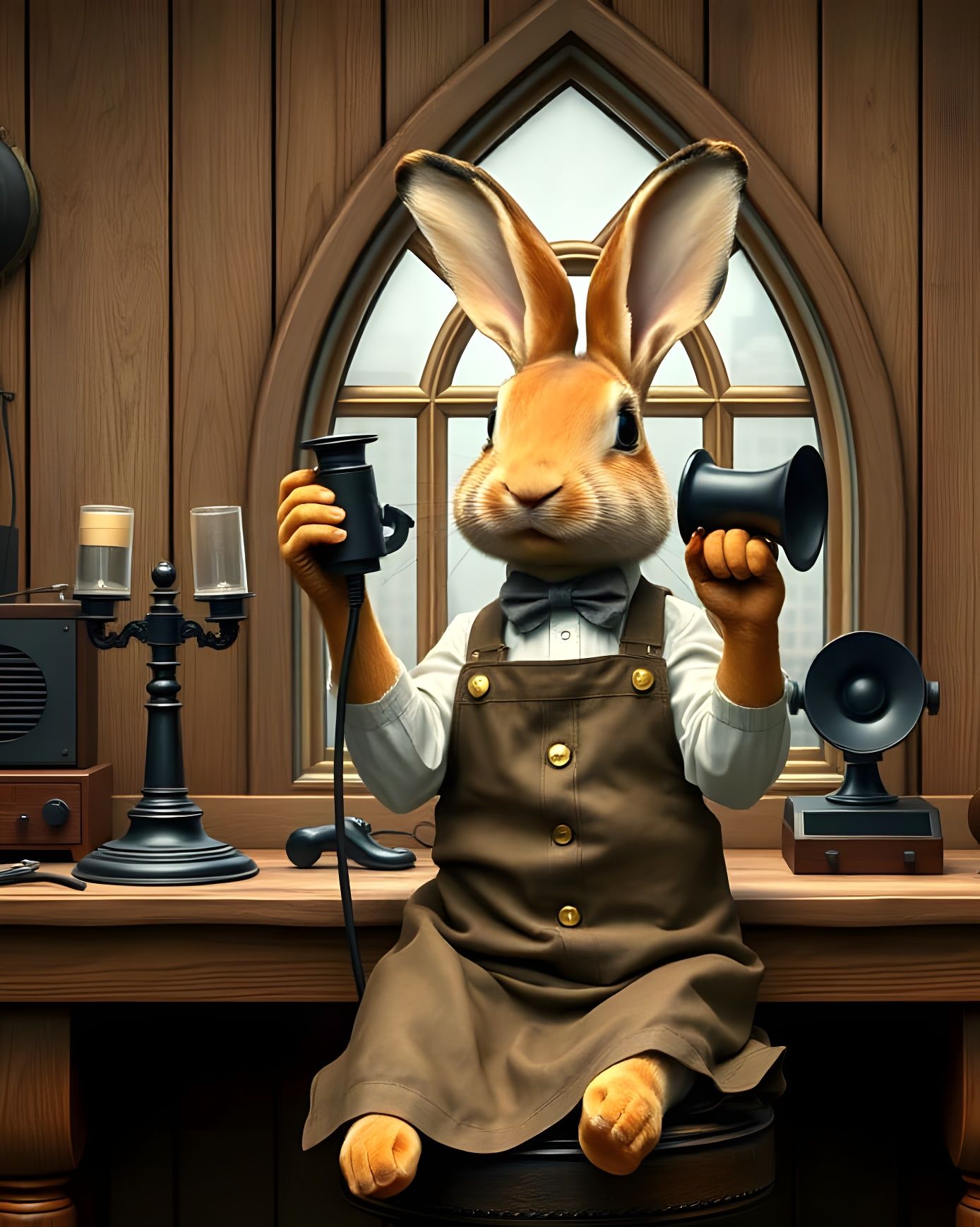 Alexander Graham Bun with an early telephone  by @Gary Murakami