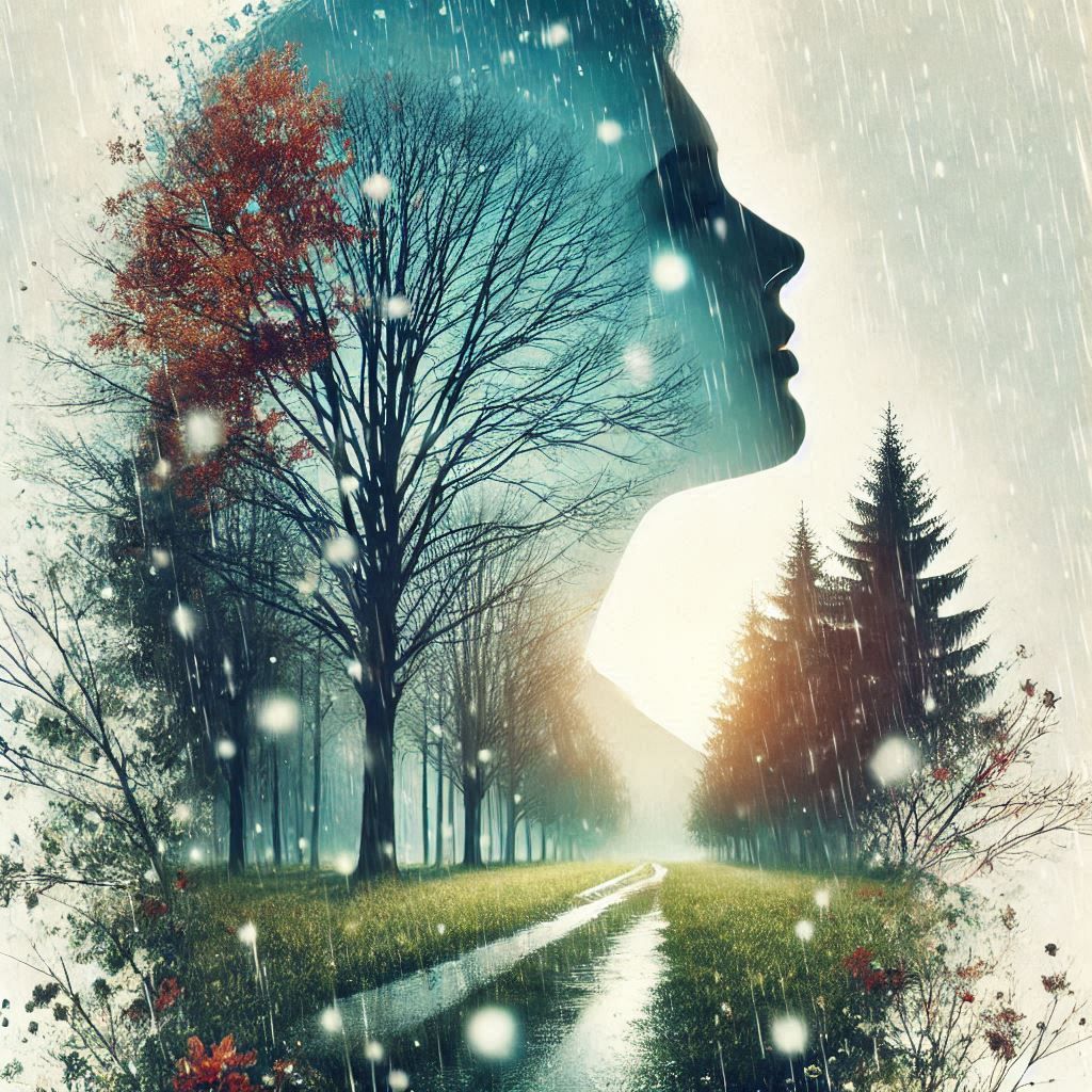 double exposure beautiful fantasy DALL-E 3 portrait landscape..