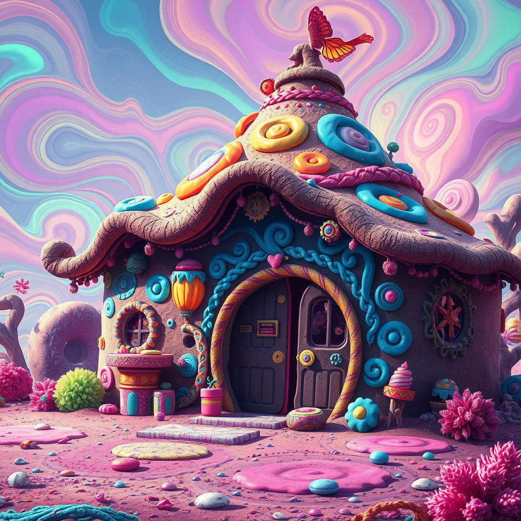 Afrofuturist Mud Hut in Candyland Style