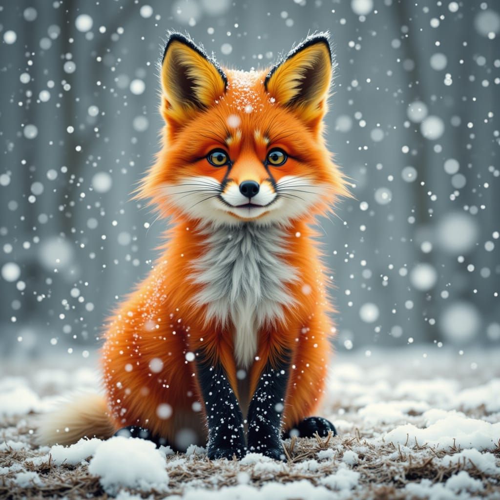 <lora:Snowfall Engine V1:1.0> a fox