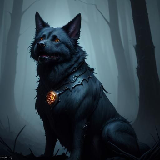 close up of The vicious dog howling  in the night
  by @Len H