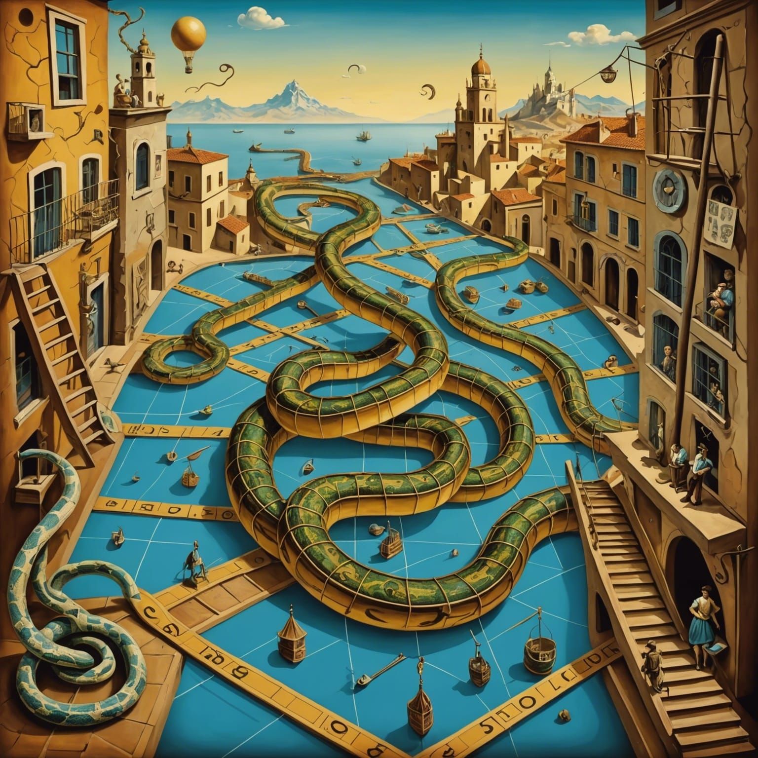 Snakes and ladders world artwork Salvador Dali  by @viisipuu