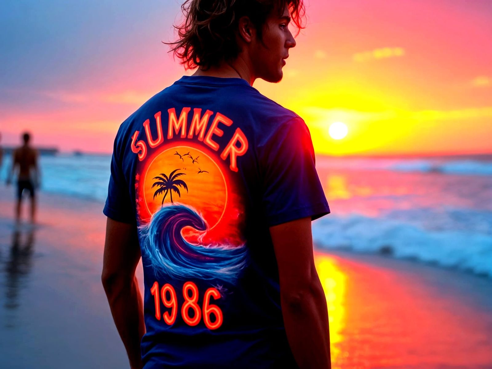 Rad Surfer in Airbrushed Tee, Candy Art Style