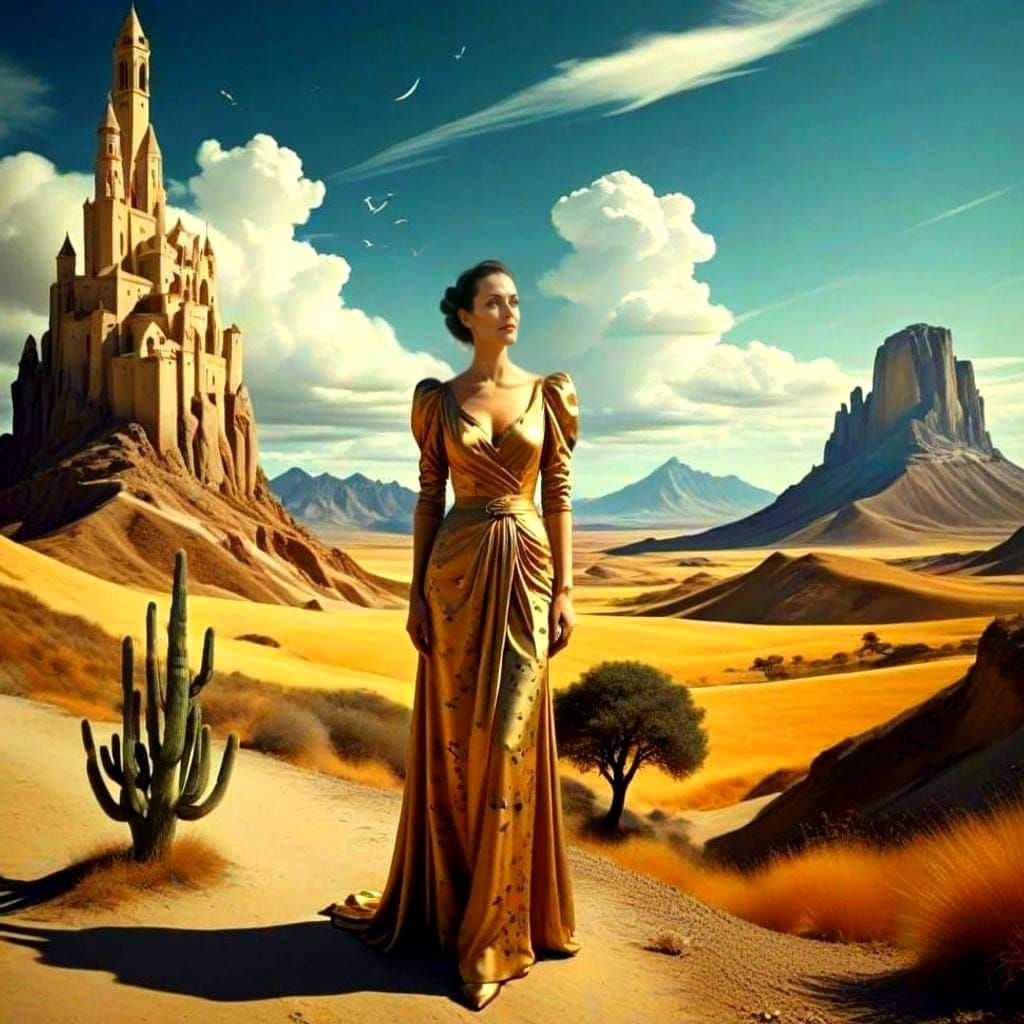 Surreal Portrait of a Lady in Dream Landscape