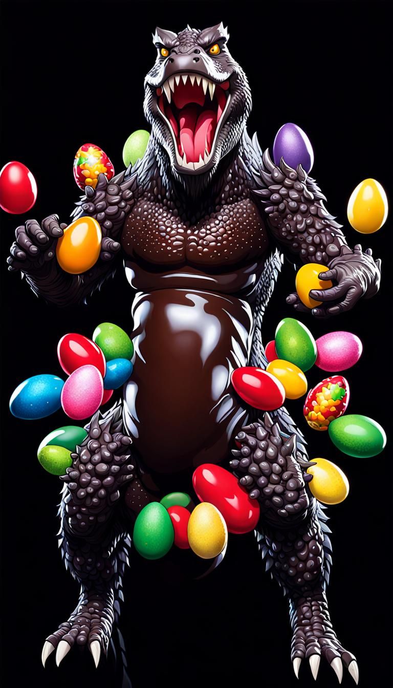 Chocolate Godzilla, jelly beans, Dragonballz - AI Generated Artwork ...