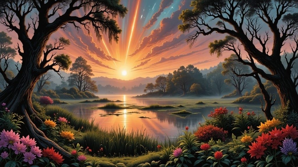 Sunset over savannah <lora:Caffeinated Skies:1.0> 