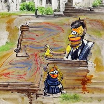 Bert and Ernie finalize divorce proceedings courtroom sketch
