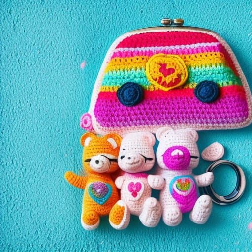 Crochet purse , Care Bears , Lisa Frank
