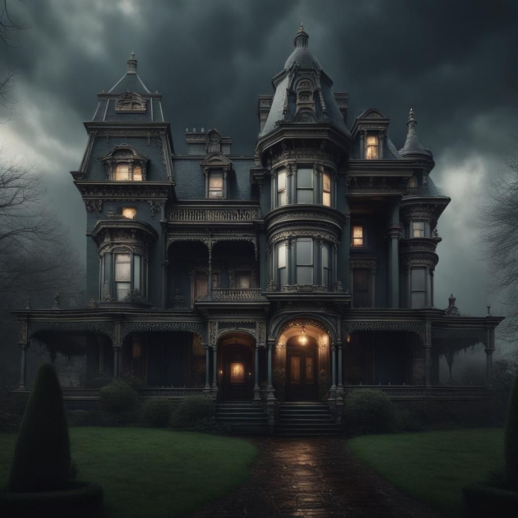 Victorian Mansion on a Dark, Cloudy Day - AI Generated Artwork ...