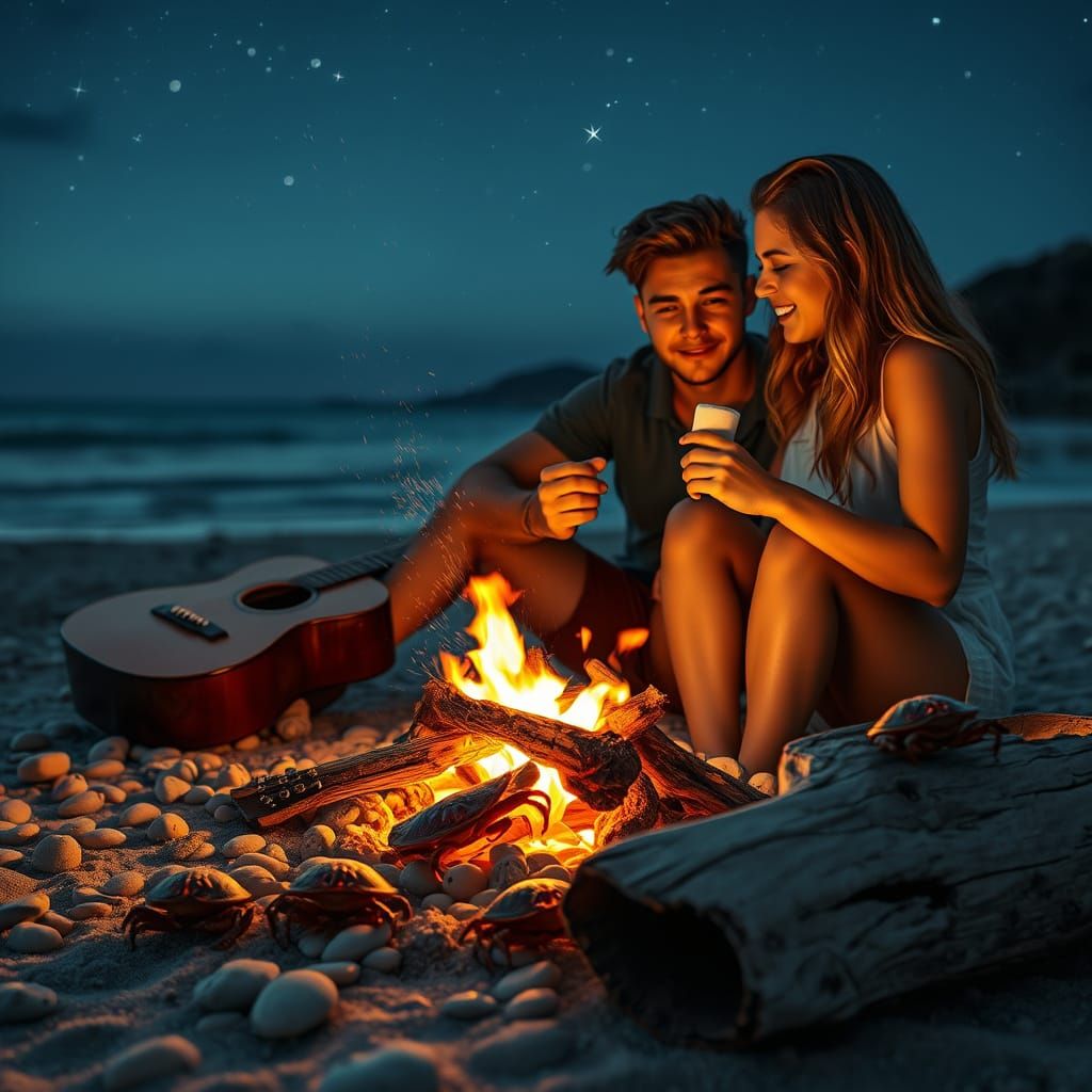 Whispers and Firelight by the Sea  by @RC