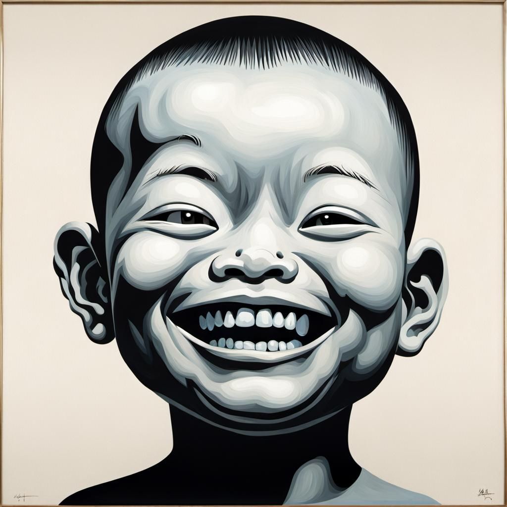 Portrait of a young child laughing