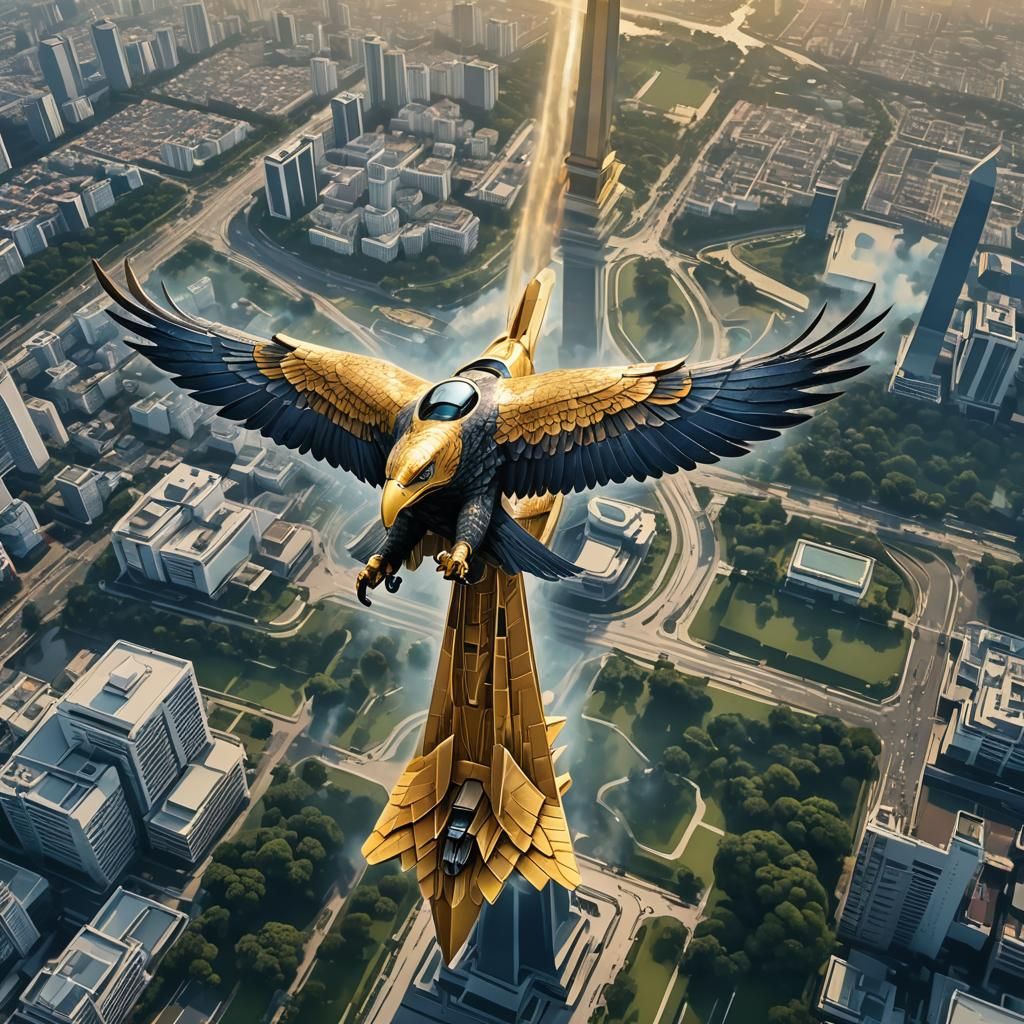 The newest type of fighter plane, shaped like an eagle in fl...