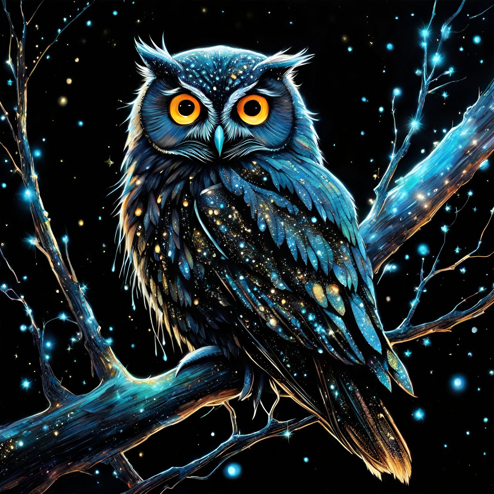 A Sparkly Owl in the Black  by @Rosie