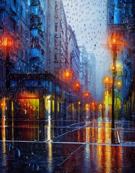 Rainy cityscape - AI Generated Artwork - NightCafe Creator