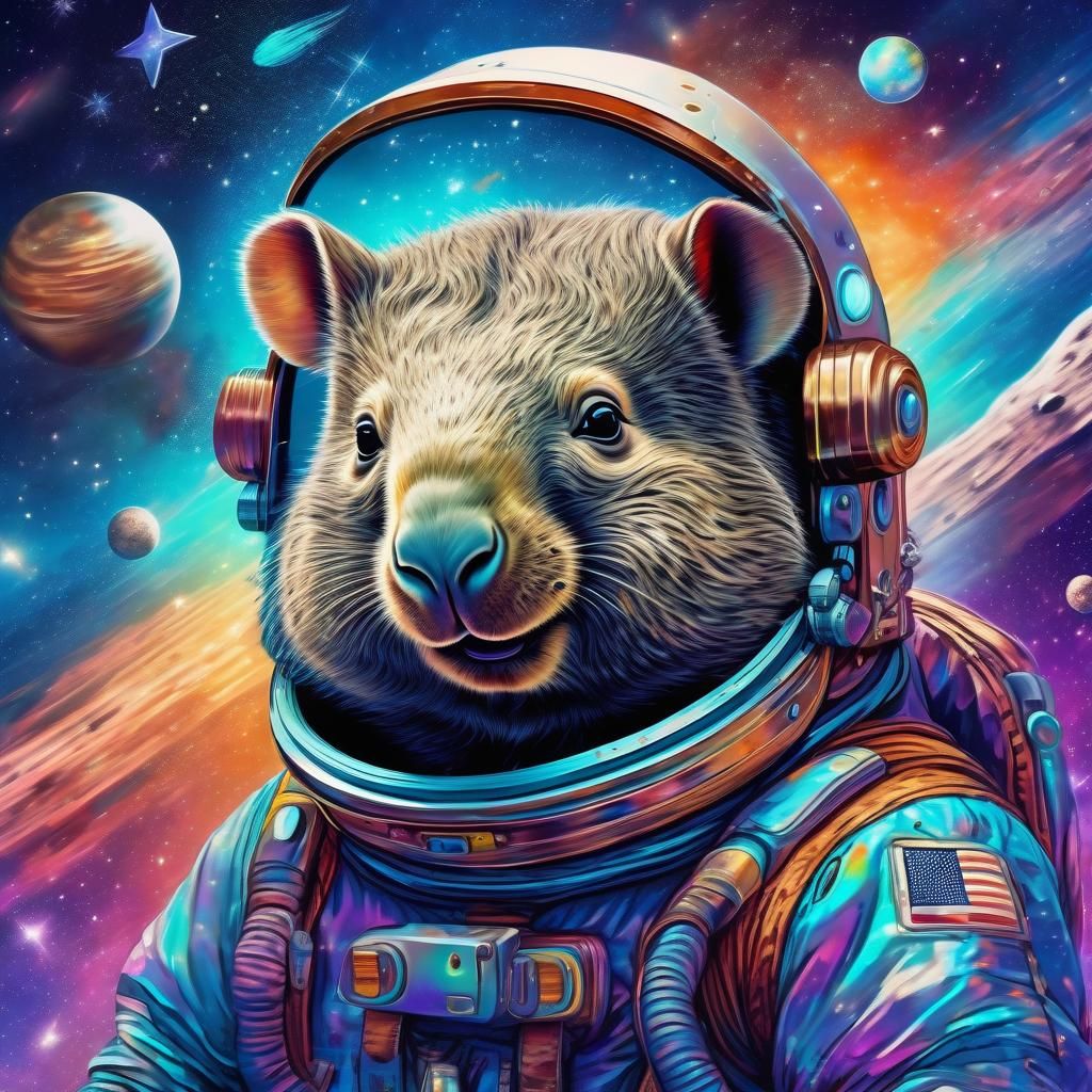 a wombat in an Astronaut suit
