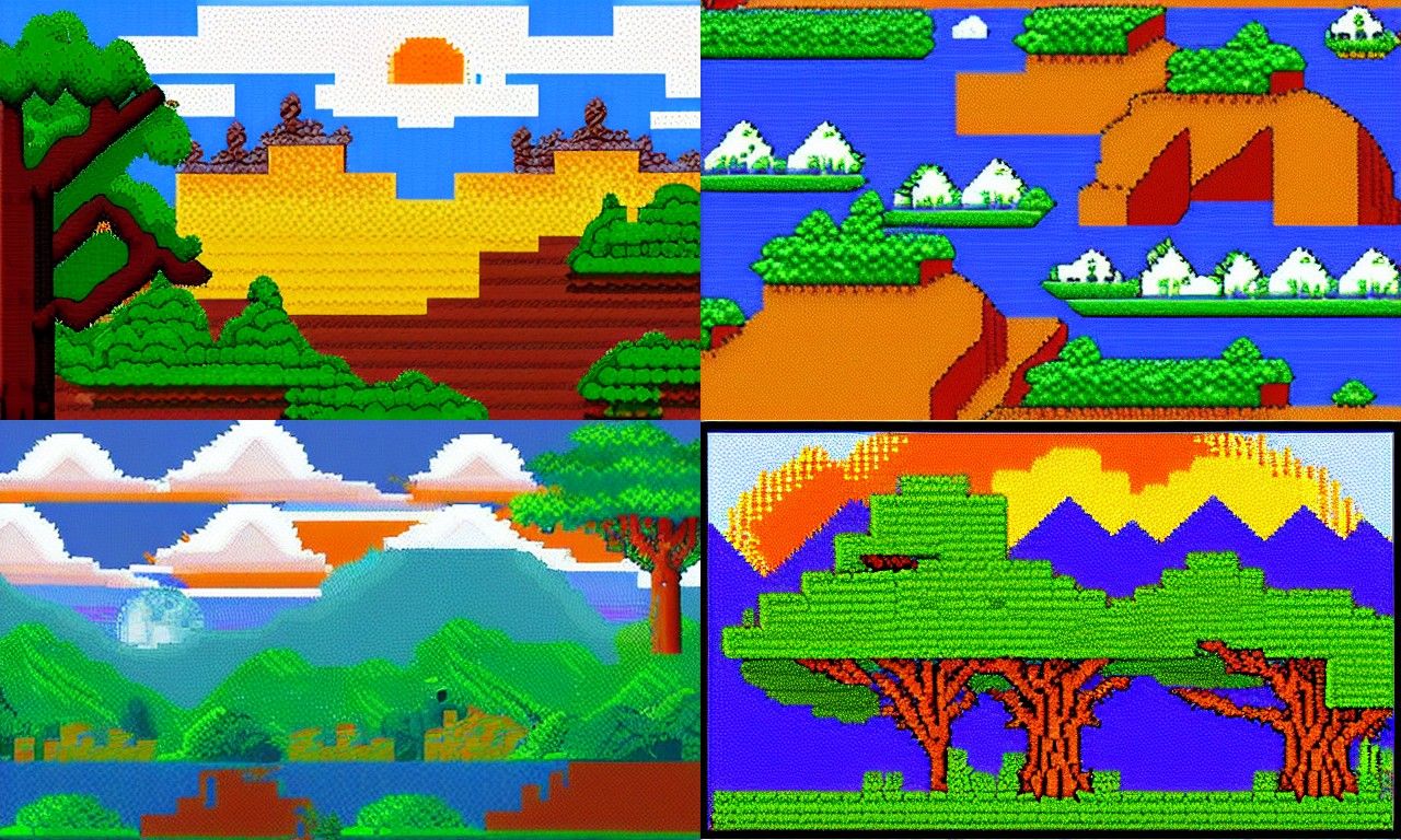 Landscape in the style of Pixel art