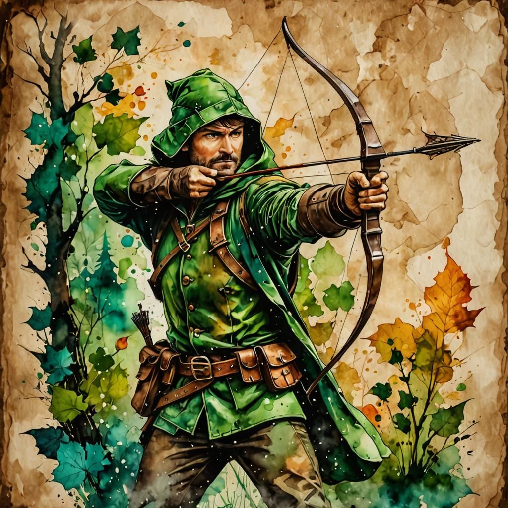 Robin hood shooting bow and arrow. - AI Generated Artwork - NightCafe ...