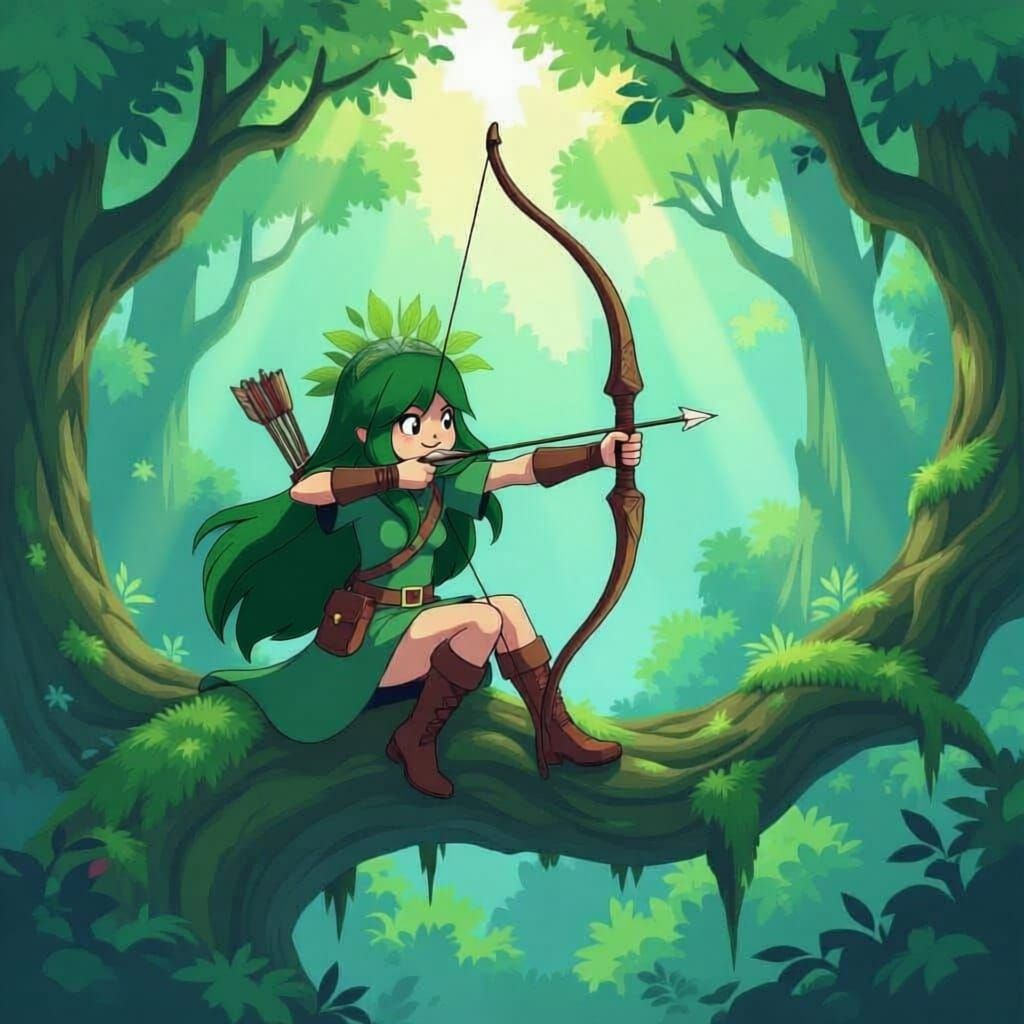 Huntress wizard from Adventure time sitting on a tree in the forest!!!