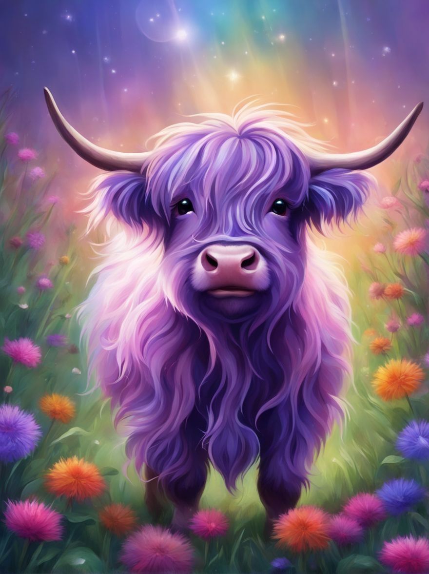 Whimsical Purple Highland Cow