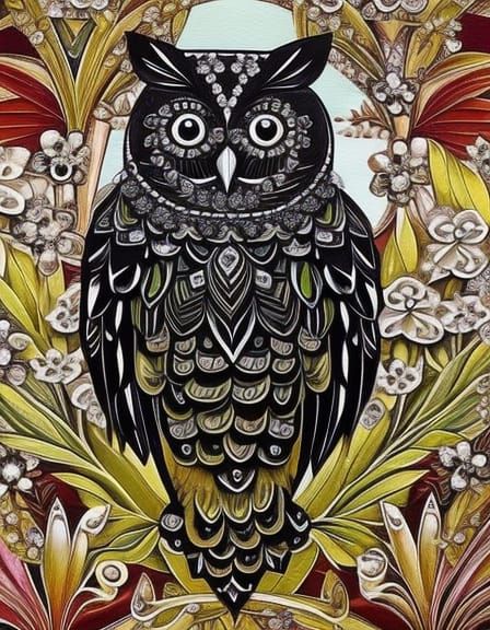 Bright Ebony owl - AI Generated Artwork - NightCafe Creator